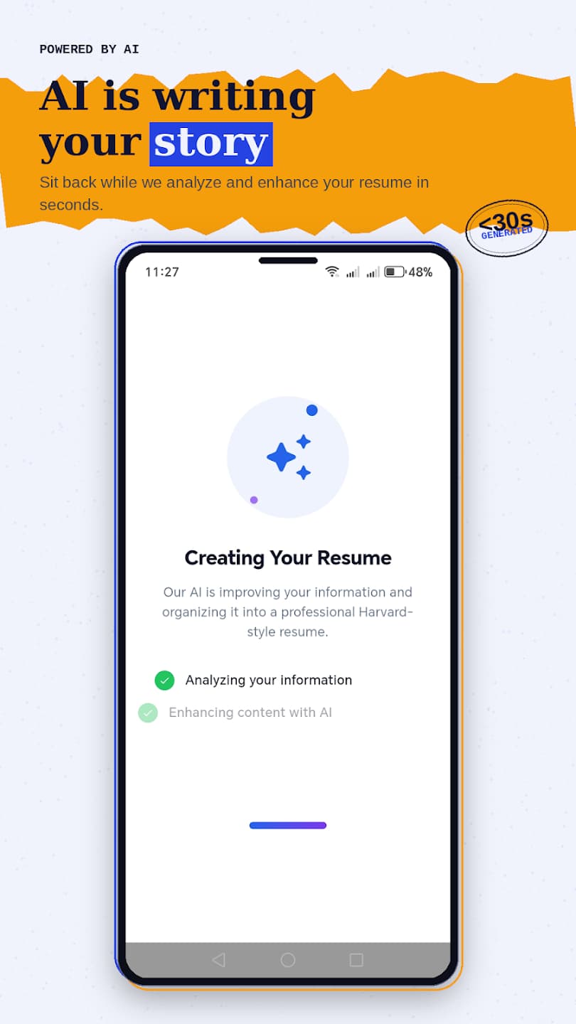 AI assistance helps draft and enhance resume content.